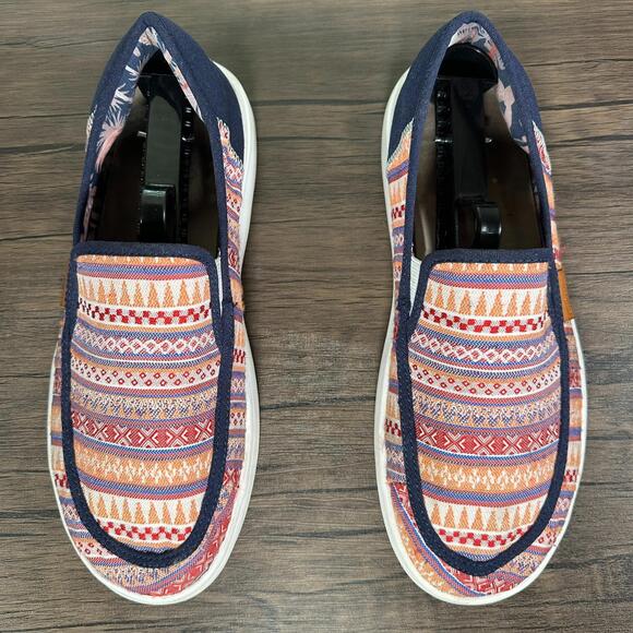 Hey Dude Sunapee W Craft Navy Multi Bohemian Slip-On Casual Shoes Women’s 10 - Picture 1 of 9